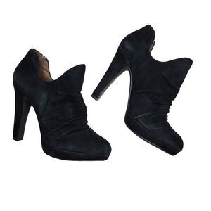 Rosegold Ankle Platform Black Suede Bootie Size 8 / 39